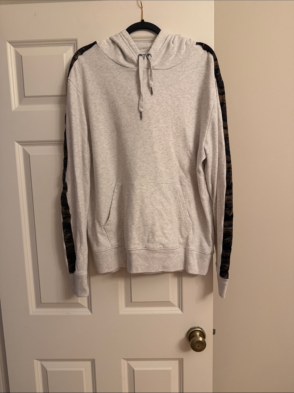 Aeropostale Light Gray Crewneck Hoodie with Black Sleeve Tape